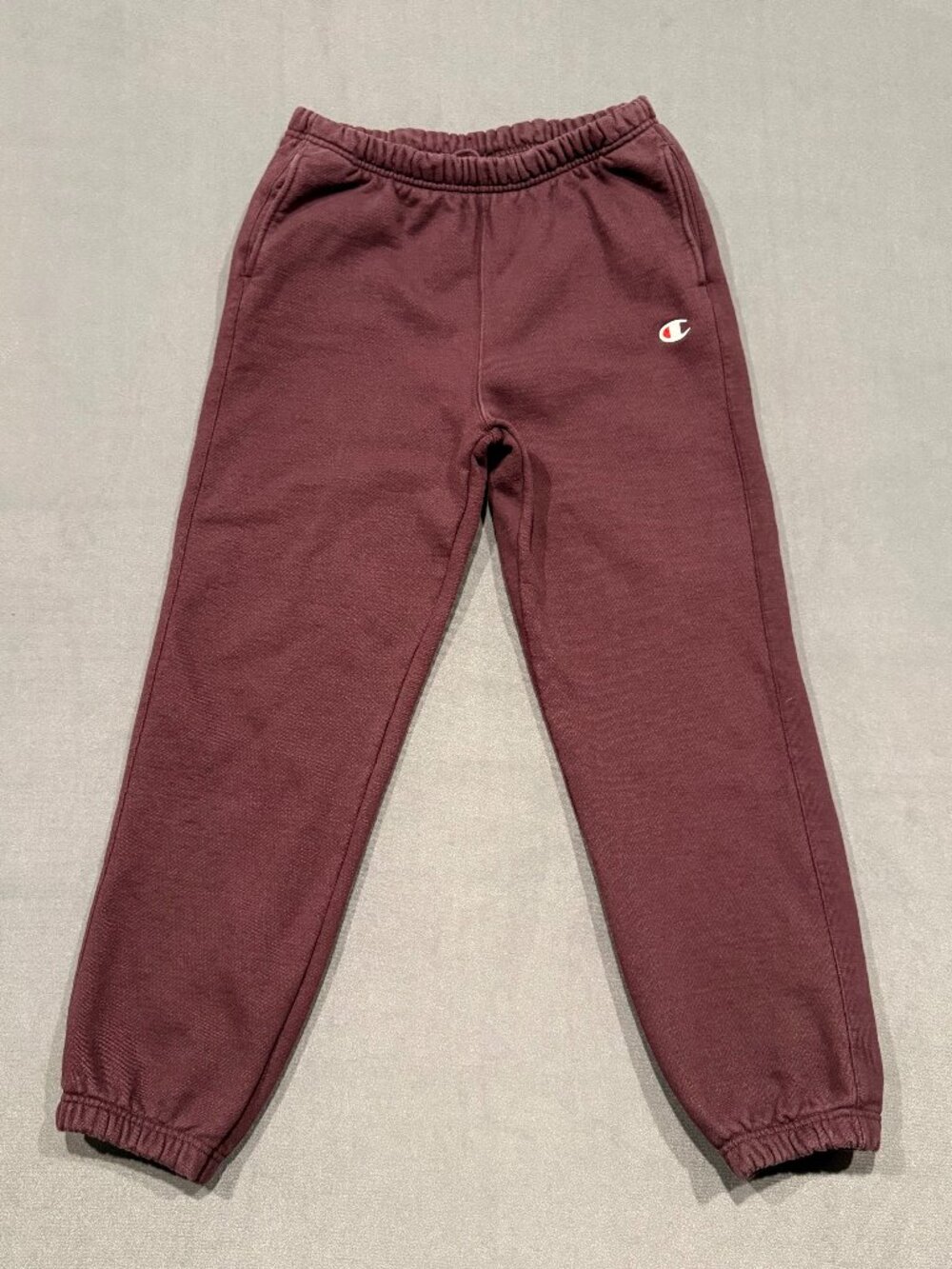 Champion Reverse Weave Sweatpants Large Burgundy Maroon Joggers Worn-In
